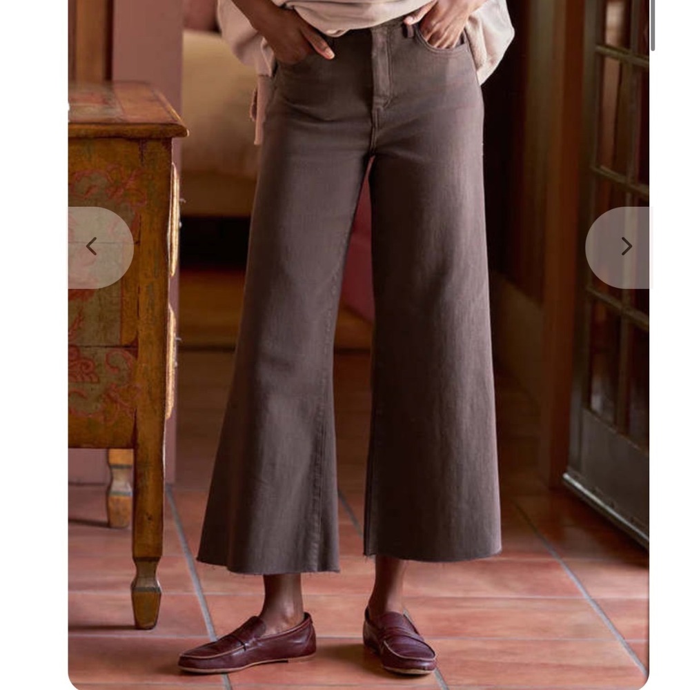 Frank & Eileen Galway High Rise Wide Leg Jeans Brown Raw Hem Size 26